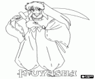 Inuyasha con la sua spada usata nelle sue battaglie contro mostri e nemici