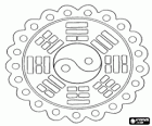 Mandala con simbolo Yin-Yang, lo yin e lo yang