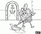 SpongeBob lavando il pavimento