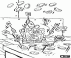 SpongeBob lavorando come un matto nella cucina di hamburger