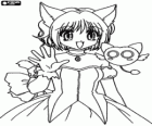 Momomiya Ichigo, la protagonista di Mew Mew - Amiche vincenti, trasforma en Mew Ichigo con il suo robot Masha