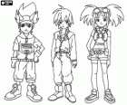 Max, Rex e Zoe, gli esperti sui dinosauri ei protagonisti della serie Dinosaur King