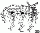 Celebrazione del capodanno cinese, i ragazzi facendo la grande danza del drago