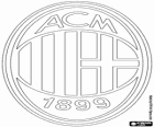Logo del Milan, squadra di calcio italiana, nella città di Milano. Associazione Calcio Milan, nome originale in italiano