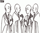 Gruppo di monaci buddisti, bhiksu o Bhikkhu