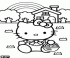 Hello Kitty con un cesto pieno di fragole