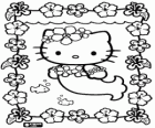 Hello Kitty, una bellissima sirena in un quadro di fiori