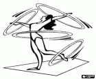 Ginnasta ritmica a fare un esercizio con cerchi
