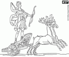 La dea Diana pronta a scoccare una freccia da un carro tirato da due cervi. Dea della caccia nella mitologia romana