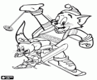Tom e Jerry in mezzo alla neve con gli sci