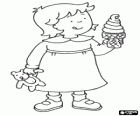 Rosie che mangia un gelato. Rosie è sorellina di Caillou