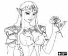La bella Principessa Zelda con una rosa in mano