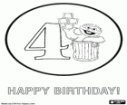 Carta di compleanno per 4 anni con Oscar di Sesame Street