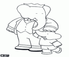 Babar, re degli elefanti con la corona sulla testa con un piccolo elefante