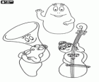 L'Orchestra Barbapapà, i barbapapas può essere modellati a piacimento: per esempio, un trombone o un violoncello