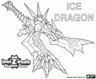 Ice Dragon. Invizimals Le creature ombra. Vive nei ghiacciai della pianura di ghiaccio dell'Antartide, una pelle congelata lo protegge