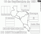 Indipendenza del Centro America, 15 settembre 1821. Commemorazione di indipendenza dalla Spagna, nei paesi moderni del Guatemala, Honduras, El Salvador, Nicaragua e Costa Rica