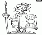 Soldato romano con sudore di paura quando si pensa di Asterix e Obelix
