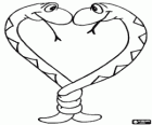 Due serpenti innamorati. I serpenti rendono la forma di un cuore
