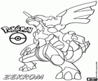 Zekrom, Pokémon leggendario, Drago / Elettrico. Mascotte di Pokémon Bianco