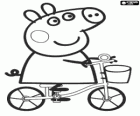 Peppa Pig guidando la sua bicicletta