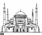 Grande moschea medievale con i minareti e le cupole