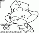 Sewaddle, Kurumiru, pianta di Pokémon e insetti. Si evolve in Swadloon