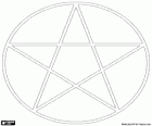 Pentacolo, un pentagramma all'interno di un cerchio. Il simbolo per la religione Wicca, una stella a cinque punte