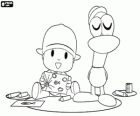 Pocoyo e Pato mostrare loro disegni