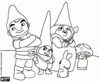 Gnomeo e Benny, Lady Mirtillo e Shroom. Personaggi di Gnomeo e Giulietta
