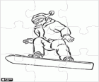 Rompicapo de Sport sulla Neve. Puzzle di Snowboarder in un salto