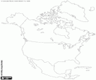 Mappa di Nord America. Nord America comprendente i paesi di Canada, Stati Uniti e Messico