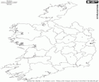 Mappa della Repubblica d'Irlanda. Paese che occupa l'isola d'Irlanda, anche con l'Irlanda del nord nell'Oceano Atlantico