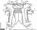 Unire i puntini per completare il disegno di Nord, Babbo Natale, personaggio de Le 5 leggende