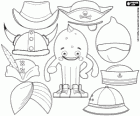 Cappelli e caschi per Pypus. Cowboy, pirati, ninja, marinaio, esploratore, hindu, Robin Hood, vichingo