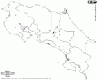 Mappa della Repubblica di Costa Rica. Capitale: San Jose. Paese dell'America centrale