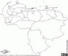 Mappa della Repubblica Bolivariana del Venezuela. Capitale: Caracas. Paese situato nella parte settentrionale del Sud America e con coste al Mar dei Caraibi