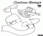 Curioso George, la scimmia volando in un piccolo aereo