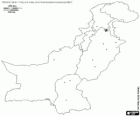 Mappa della Repubblica islamica del Pakistan. Capitale: Islamabad. Paese con coste al Mar Arabico