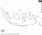 Mappa della Repubblica di Indonesia. Capitale: Jakarta. Paese del sud-est asiatico comprendente 17,508 isole negli oceani Indiano e Pacifico