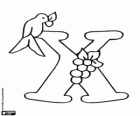 Lettera X con un uccellino
