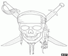 Teschio pirata con due spade incrociate. Pirati dei Caraibi