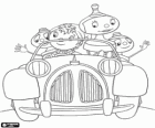 Noddy nella sua auto con la famiglia Birillo