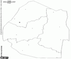Mappa del Regno dello Swaziland. Capitali: Lobamba e Mbabane. Piccolo paese senza sbocco al mare, circondato dal Sud Africa e Mozambico