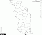 Mappa del Togo, Repubblica del Togo. Capitale: Lomé. Paese in Africa sub-sahariana con costa del Golfo di Guinea