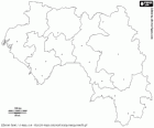 Mappa della Repubblica di Guinea. Capitale: Conakry. Paese dell'Africa occidentale con costa nell'Oceano Atlantico