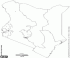 Mappa della Repubblica del Kenya. Capitale: Nairobi. Paese nell'est dell'Africa con costa dell'Oceano Indiano