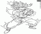 Goku super sayajin 2. Goku lancia l'attacco Kamehameha