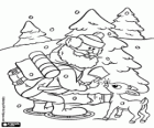 Yukon Cornelius e Rudolph stanno tagliando un abete nella foresta