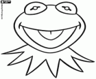 Il volto di Kermit la rana. Maschera di Kermit la rana